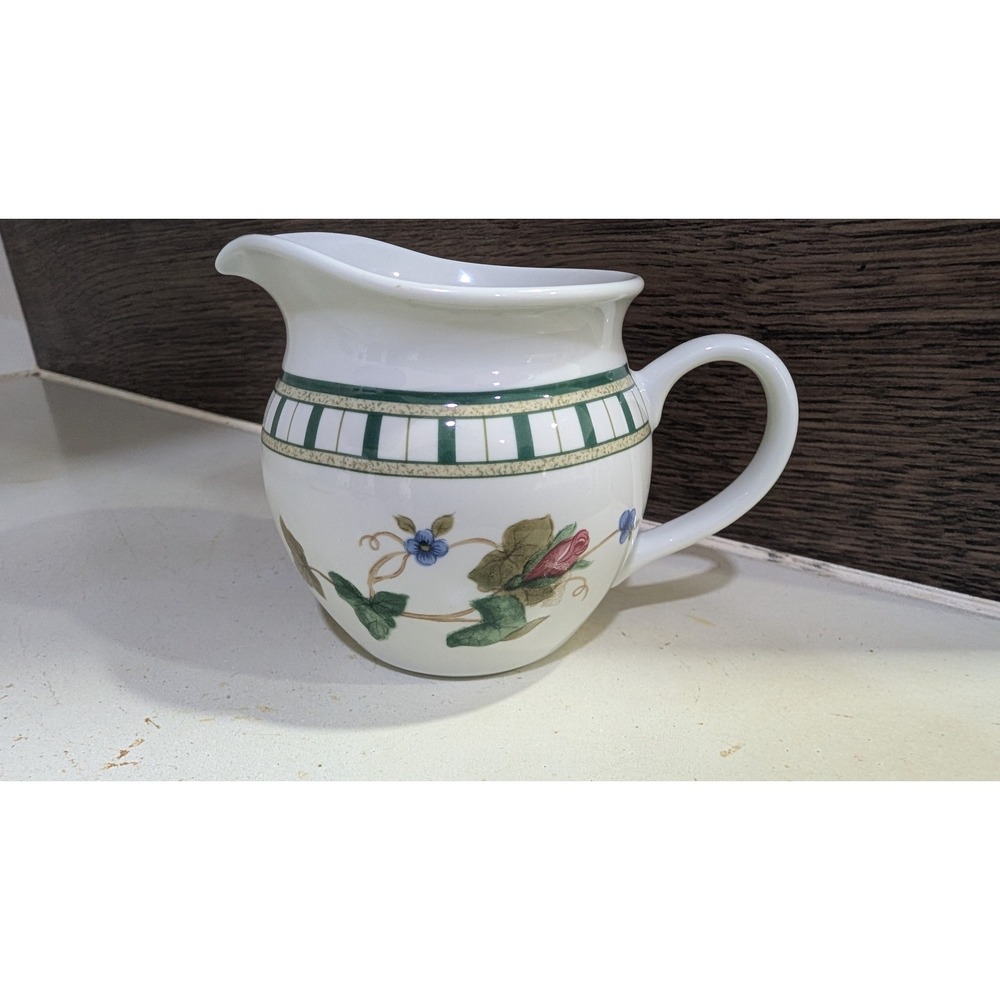 Lenox Casual Images Summer Terrace Creamer Pitcher Floral Green White Ceramic